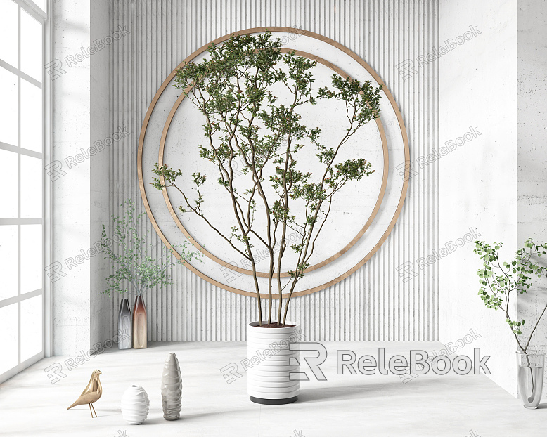 Modern potted vase floral potted plant combination model