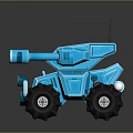 Blue Military Vehicle Toy Model With Dual Cannons Large Tires Headlights And Antenna