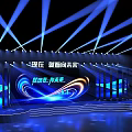 Futuristic Stage Design With Blue Lighting And Dynamic Future Theme Backdrop Screen 3d model