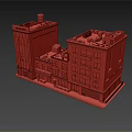Detached Villa Multi story Urban Design With Red Brick Gray Facade And Roof Equipment
