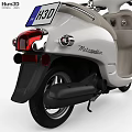 White Classic Scooter Motorcycle With Beige Seat Round Headlight Black Wheels And Sleek Design