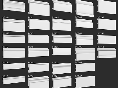 Various Styles of Gypsum Cornice with Multiple Model Numbers for Interior Design Projects 3d model