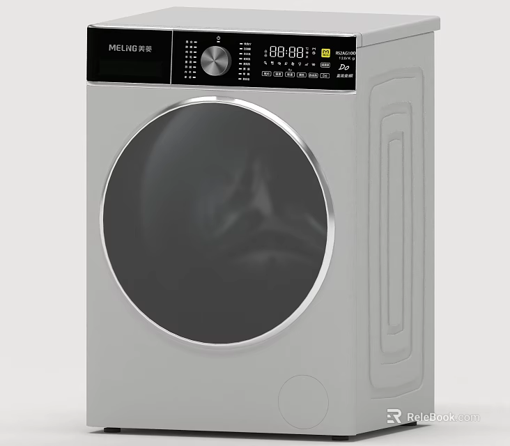 Modern Front Load Washing Machine With Digital Display And Control Panel 3d model 