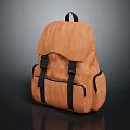Tan Brown Backpack With Black Straps And Multiple Pockets For Daily Use 3d model