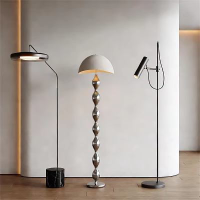 Stylish Modern Floor Lamps With Unique Shapes And Metal Structures For Interior Design 3d model