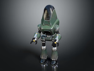 Green Sci Fi Robotic Character With Biomechanical Design Transparent Cockpit And Metallic Body 3d model
