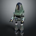 Green Sci Fi Robotic Character With Biomechanical Design Transparent Cockpit And Metallic Body