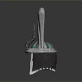 Ornate Fantasy Weapon Design With Green Silver Accents And Central Green Gemstone