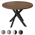 Modern Round Solid Wood Table With Sturdy Crisscross Black Metal Legs For Casual Home Dining
