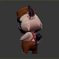 Cartoon Game Character Wearing Orange Hat Pants Pink Ears Blue Eyes And Crossed Arms