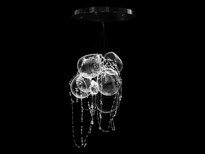 Modern Elegant Chandelier Design With Transparent Glass Globes And Crystal Chain Pendants 3d model