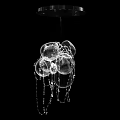 Modern Elegant Chandelier Design With Transparent Glass Globes And Crystal Chain Pendants