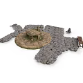 Outdoor Stone Structure Design With Circular Central Platform And Radial Slab Pathways 3d model