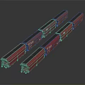 Long Freight Train With Multiple Connected Red Metal Carriages in Modern Design 3d model