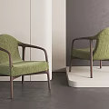 Modern Green Leisure Chairs With Wooden Frame In Minimalist Indoor Space