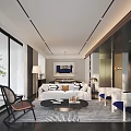 Modern Living Dining Room Interior With White Sofa Black Coffee Table And Striped Rug