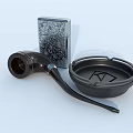 Elegant Ornament Decor Combination with Tobacco Pipe Ashtray and Lighter Set