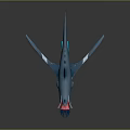 Game Movie Character Blue Shark Like Creature With Red Open Mouth Sharp Teeth And Fins