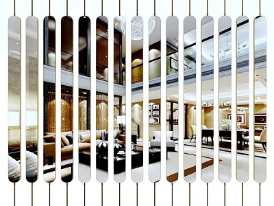 Vertical Striped Wall Decor With Reflective Panels For Modern Interior Spaces 3d model