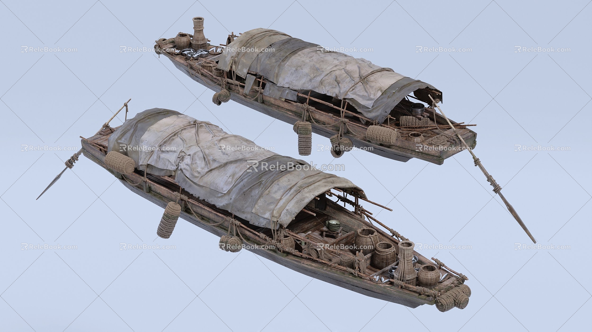 Fishing boat wooden boat big boat 3d model