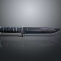 Tactical Military Style Combat Knife With Black Textured Handle Silver Guard And Sharp Metal Blade