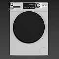 White Front Load Washing Machine With Digital Control Panel And LED