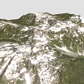 Scenic Garden Landscape With Snowy Peaks And Lush Green Mountain Slopes