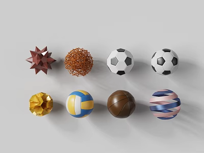 Modern Sphere Collection Football Basketball Volleyball Rainbow Ball Flower Ball Starfish Line Ball Hexagonal Ball 3d model