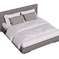 Modern Double Bed Design With Gray Headboard White Bedspread And Gray Pillows 3d model