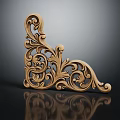 Intricate Carved Wooden Decorative Bracket With Vine Leaf Patterns And Curved Designs
