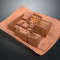 Ancient Clay Architectural Model With Detailed Structure Layout And Historical Design 3d model