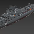Detailed Warship 3D Model Featuring Gray Hull Deck Weapons Radar And Equipment