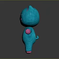 Blue Cat Plush Doll with Pink Ears Cheeks Belly and Smiling Face Cute Stuffed Toy
