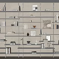 Light Gray Modern Open Shelf Bookcase with Books Photo Frames and Decorative Vases