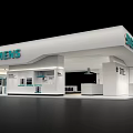 Siemens Modern Exhibition Booth With White Structure And Display Counter Area