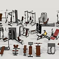 Various Sports Equipment Including Weight Benches Lifting Racks And Exercise Machines