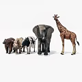 Collection of Wild and Farm Animals Including Elephant Giraffe Cow and Bear
