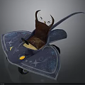 Blue Wing Shaped Fantasy Toy Seat With Star Moon Pattern And Small Animal Doll