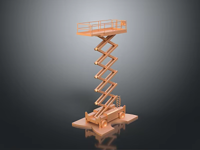 Golden Scissor Lift Equipment With Platform Guardrail Scissor Arms And Wheels 3d model