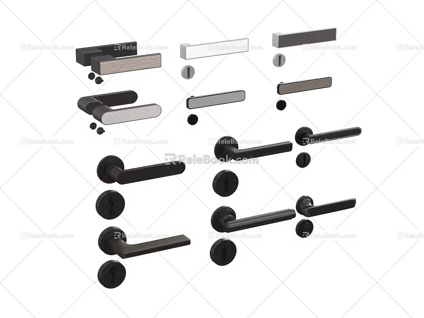 Modern Minimalist Door Handle Split Door Handle Door Lock 3d model