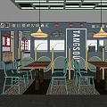 Modern Hotpot Restaurant Interior Design With Wooden Tables Chairs And Pendant Lights