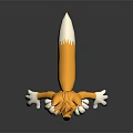 Cartoon Fox Character 3D Model With Orange Fur White Paws And Red Yellow Scarf