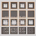 New Chinese-style openwork window flower window ancient built window Fu Lu Shou Xi flower window wooden window hollow window carved window 3d model