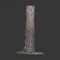 Natural Tree Trunk With Rough Bark Texture Standing On Snow Covered Base 3d model