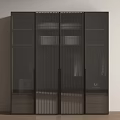 Modern Sliding Wardrobe With Glass Doors And Internal Storage Shelves