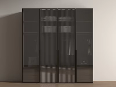 Modern Sliding Wardrobe With Glass Doors And Internal Storage Shelves 3d model