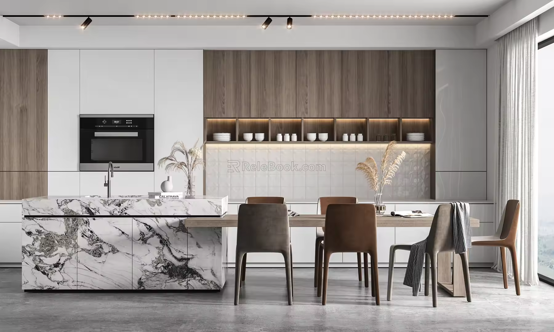 Modern Dining Table and Chair Combination 3d model
