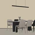 Poliform Modern Dining Space With Table Chairs And Pendant Light Fixture 3d model