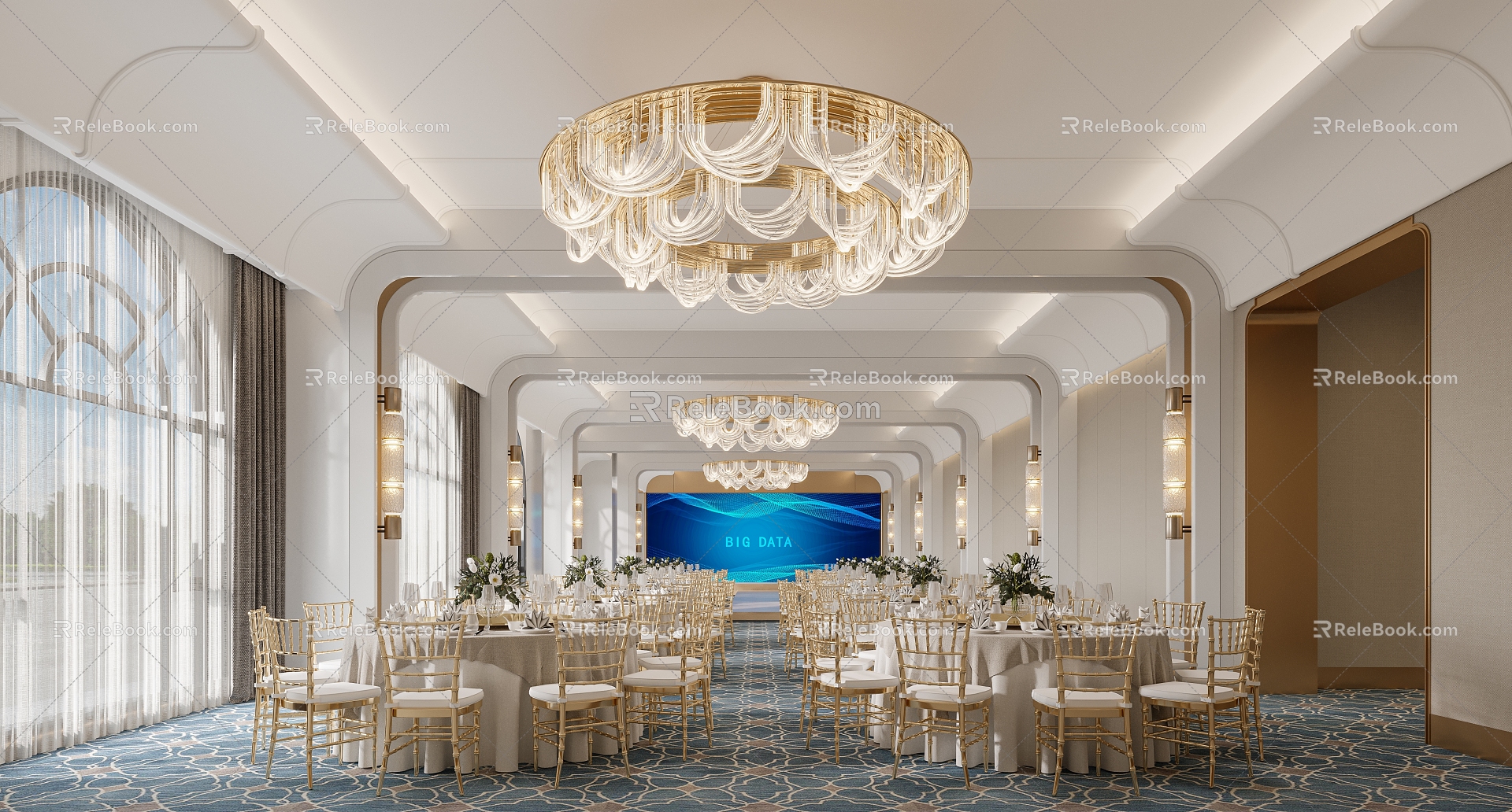 Hotel Ballroom 3d model