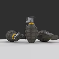 Three Dark Hand Grenades With Yellow Details Tactical Military Weapon Design